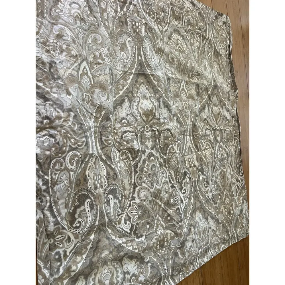 Pottery Barn 2 Euro Pillow Shams Tan Gray Cream Paisley Boho Luxury 24” Cotton